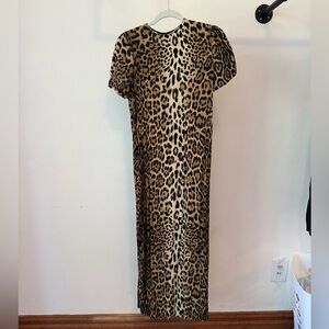 Zara Leopard Print Short-Sleeve Maxi Dress - Brown & Black